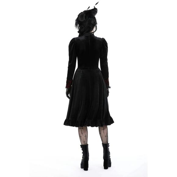 Dark in Love Black Velvet Undead Beloved Goth Victorian Vampire Dress - Picture 14 of 14